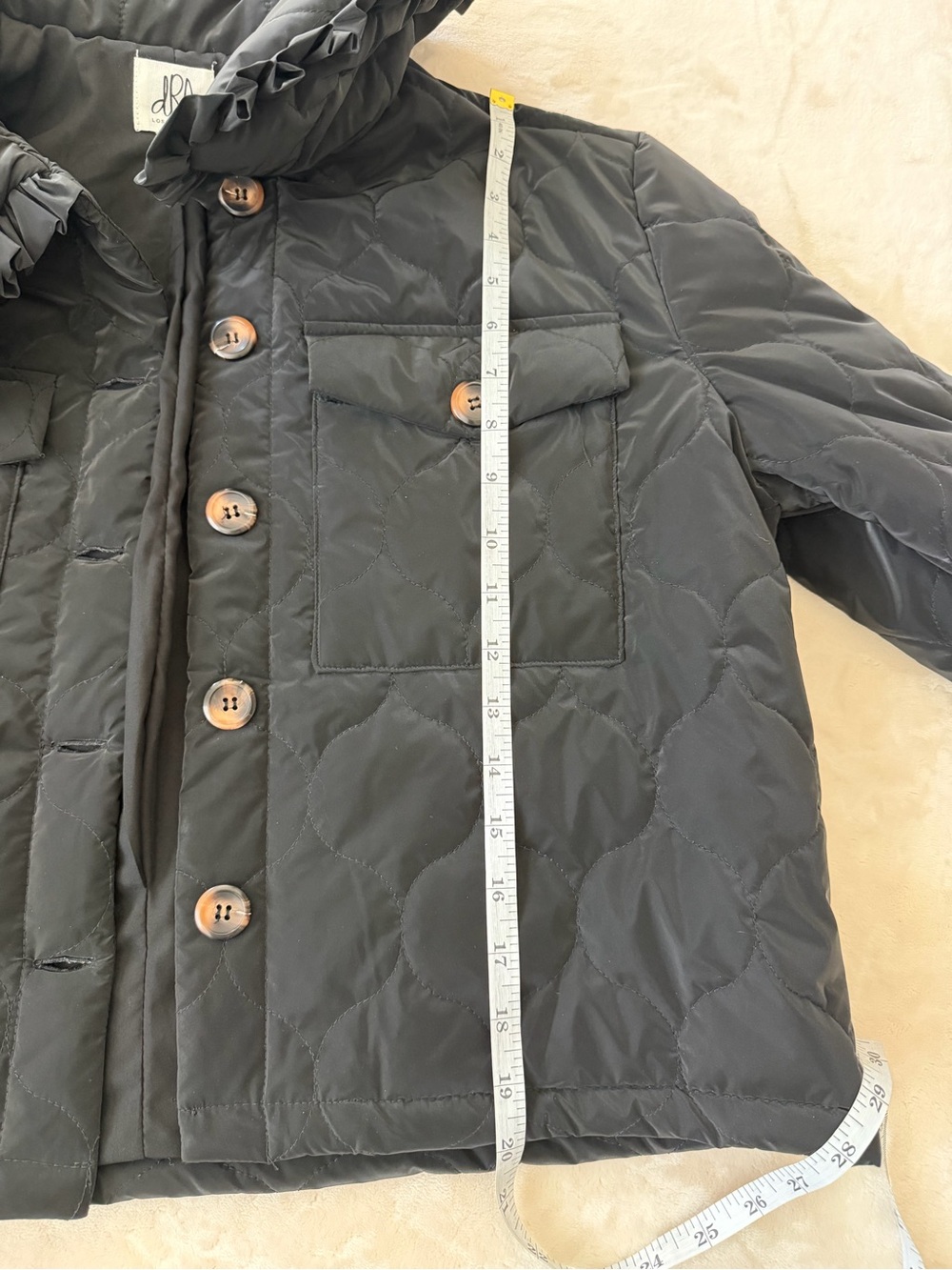 dRA Ruffle-Collar Quilted Puffer Jacket — Black Sz Small Cottagecore Grandmacore - Picture 5 of 6